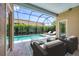 Relaxing screened pool area with lounge chairs and patio furniture at 14215 Kinglet Ter, Lakewood Ranch, FL 34202