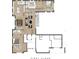 Detailed first floor layout features kitchen, dining, living, primary bedroom, bathroom, laundry, and second bedroom/office at 2945 Pyrula Dr, Longboat Key, FL 34228