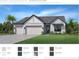 Home exterior elevation showcasing stucco, front and garage doors, and roof tile at 2521 Waterfront Cir, Sarasota, FL 34240