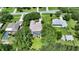 Aerial view of single-Gathering home with pool, situated on a large lot in a quiet neighborhood at 815 128Th Ne St, Bradenton, FL 34212