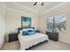 Bright bedroom features a window with blinds, enhancing privacy and controlling light at 13215 Ramblewood Trl, Bradenton, FL 34211