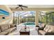 Relaxing screened-in pool area with seating and TV at 7275 Lismore Ct, Lakewood Ranch, FL 34202