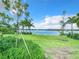 Landscaped backyard with serene lake view and fountain at 177 Vinadio Blvd, Nokomis, FL 34275
