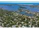 Aerial view highlighting the property and its waterfront proximity at 3618 Palonia Ct, Sarasota, FL 34239