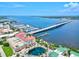 Aerial view showcasing waterfront property near bridge and marina at 808 3Rd W Ave # 514, Bradenton, FL 34205