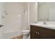 Simple bathroom with single vanity and shower/tub combo at 10417 Crooked Creek Ct, Parrish, FL 34219
