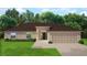 Modern single story home with a two-car garage and well-manicured lawn at 3884 S Haberland Blvd, North Port, FL 34288