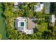 Bird's eye view of the property, highlighting the pool and tennis court at 3482 Flamingo Ave, Sarasota, FL 34242