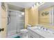 Clean bathroom with updated vanity and walk-in shower at 3705 E Bay Dr # 115, Holmes Beach, FL 34217
