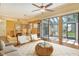 Open concept living and dining area with patio access at 2517 Glebe Farm Close # H-2, Sarasota, FL 34235
