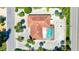 Top-down aerial view of the home, pool, and surrounding landscape at 631 Venice Ln, Sarasota, FL 34242