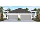 Two-car garage home with gray garage doors and white exterior at 11671 Great Brook Ln, Parrish, FL 34219