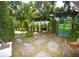 Private backyard oasis with flagstone patio, grill, lush landscaping, and charming gate at 2107 89Th St Nw, Bradenton, FL 34209