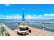 Relaxing waterfront dock with picnic table and umbrella at 826 Bayport Way # 826, Longboat Key, FL 34228
