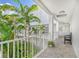 Bright hallway with tropical plants and a bench; access to units at 433 Central Ave, Sarasota, FL 34236