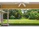 Screened porch with ceiling fan and view of backyard at 6747 Coyote Ridge Ct, Bradenton, FL 34201