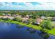 Picturesque community showcasing homes with well-maintained lawns, lush landscaping, and a calming lake at 11492 Dancing River Dr, Venice, FL 34292