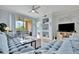 Open living room with sectional sofa, offering views of the kitchen and balcony at 4126 Central Sarasota Pkwy # 2026, Sarasota, FL 34238