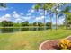 Landscaped backyard with lake view at 11492 Dancing River Dr, Venice, FL 34292