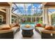 Beautiful fire pit and seating area in enclosed patio at 3218 Signet Ct, Sarasota, FL 34240