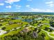 Aerial view of a house and neighborhood with a lake at 17812 Doe Creek Ct, Parrish, FL 34219