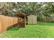 Backyard with shed, playset and fenced-in area at 4925 70Th E St, Palmetto, FL 34221