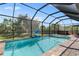 Refreshing screened pool area with a basketball hoop at 8104 Bosco Rd, Port Charlotte, FL 33981