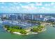 Aerial view of the city, marina, and waterfront park at 101 S Gulfstream Ave # 4A, Sarasota, FL 34236