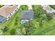 Aerial view of a house with a backyard pool, surrounded by trees at 2204 Chipley Ave, North Port, FL 34286