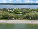 Aerial view of waterfront home and private beach at 8440 Sanderling Rd, Sarasota, FL 34242