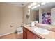 Clean bathroom with a vanity, toilet, and shower/tub combo at 7407 64Th E St, Palmetto, FL 34221