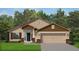 One-story house with brown and beige siding, a two-car garage, and a well-manicured lawn at 2624 Averland Loop, North Port, FL 34287