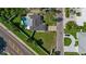 Aerial view showing home with pool and private driveway at 1160 Morningside Pl, Sarasota, FL 34236