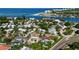 Aerial view of waterfront home with access to the beach and ocean at 1160 Morningside Pl, Sarasota, FL 34236