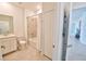 Clean bathroom featuring a bathtub, toilet and vanity at 5707 N Honore Ave # 621, Sarasota, FL 34243