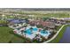 Aerial view of community amenities including pools at 4952 Surfside Cir, Bradenton, FL 34211