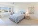 Bright bedroom with light blue bedding and water view at 4819 Independence Dr # 4819, Bradenton, FL 34210