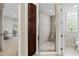 Large walk-in shower with tiled walls and linen closet at 7922 Tybee Ct, University Park, FL 34201