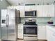 Modern kitchen with stainless steel appliances and white cabinets at 2843 Abbotsford St, North Port, FL 34287