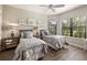 Bedroom with two twin beds, ceiling fan, and large window at 4803 Cabreo Ct, Bradenton, FL 34211