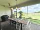 Screened patio with dining table and backyard view at 1922 6Th St E, Palmetto, FL 34221