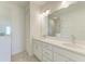 Bathroom with double vanity, a large mirror, and a shower at 4254 Golden Creek Ter, Parrish, FL 34219