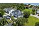 Aerial view of a two-story house with a pool and basketball court, situated on a large lot at 3811 Bayside Cir, Bradenton, FL 34210