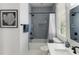Modern bathroom with tub, shower, and updated vanity at 3811 Bayside Cir, Bradenton, FL 34210
