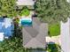 Aerial view showcasing the home's layout and pool at 2491 Hawthorne St, Sarasota, FL 34239