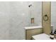 Clean bathroom with a shower and built-in storage niche at 3973 Boca Pointe Dr, Sarasota, FL 34238