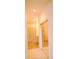 Bathroom with glass block shower, tile flooring and mirrored closet at 4939 Lakescene Pl, Sarasota, FL 34243