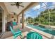 Covered patio overlooking the pool, with seating at 5111 51St W Ln, Bradenton, FL 34210