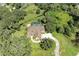 Aerial view of home with pool and large backyard surrounded by trees at 7606 91St E St, Palmetto, FL 34221