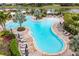 Freeform pool with plenty of lounge chairs and palm trees at 5435 Lago Maggio St, Sarasota, FL 34238